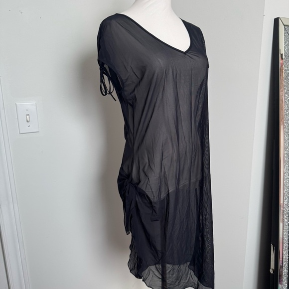 Vintage black Sheer Swim Cover-Up/lingerie slip L whimsigoth grunge goth - Picture 2 of 7